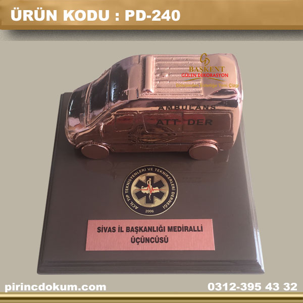 PD-240 Pirinç Plaket Bronz Ambulans
